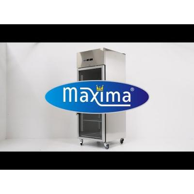 Maxima Mrazící skříň - 700 l - 3 nastavitelné police (2/1 GN) - nerezová ocel - se skleněnými dveřmi |  09400036